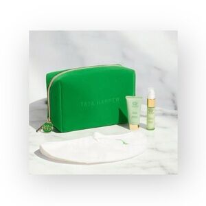 new Tata Harper ♌︎ ︎Ltd Ed Luxe Velvet Skincare Makeup Travel Bag  ♌︎ Green